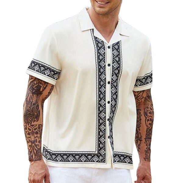 Men's Retro Print Short Sleeve Shirt 92314922YM