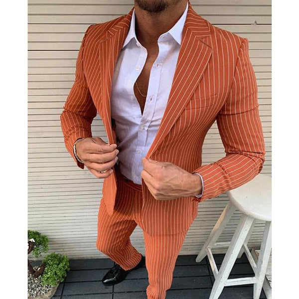 Men's Two-button Long-sleeved Trousers Suit 75401455L