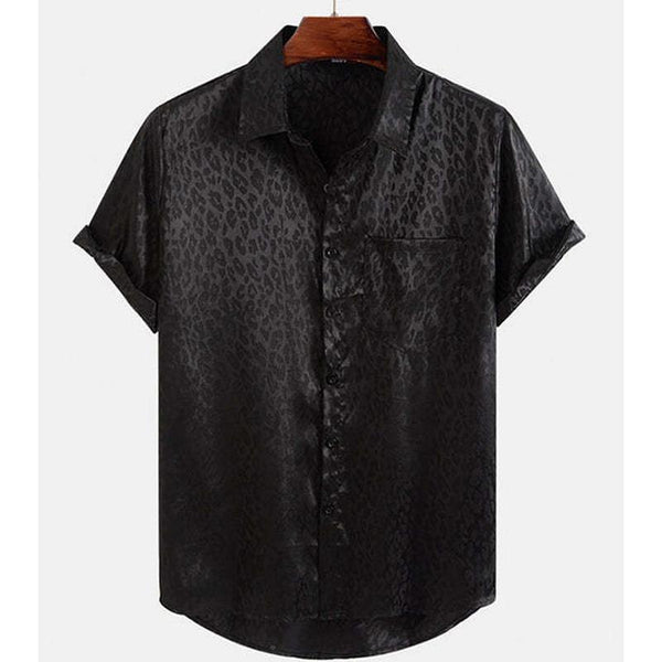 Men's Holiday Jacquard Leopard Print Shirt 05018030YM