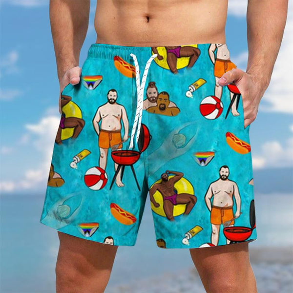 Men's Gay BBQ Pool Party Hawaii Beach Shorts 86709124YY