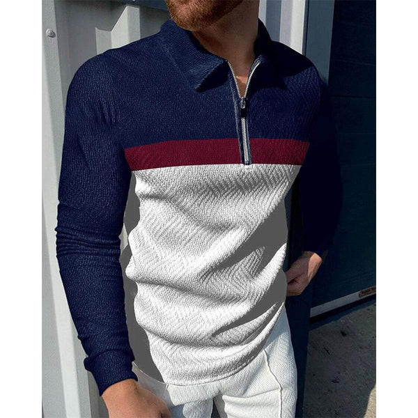 Men's Casual Long Sleeve Polo Shirt 86025426YM