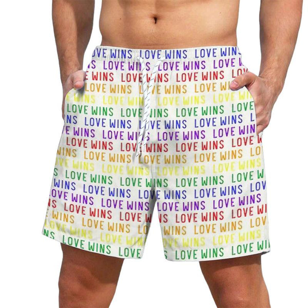 Men's Love Wins Printed Hawaii Beach Shorts 69701541YY
