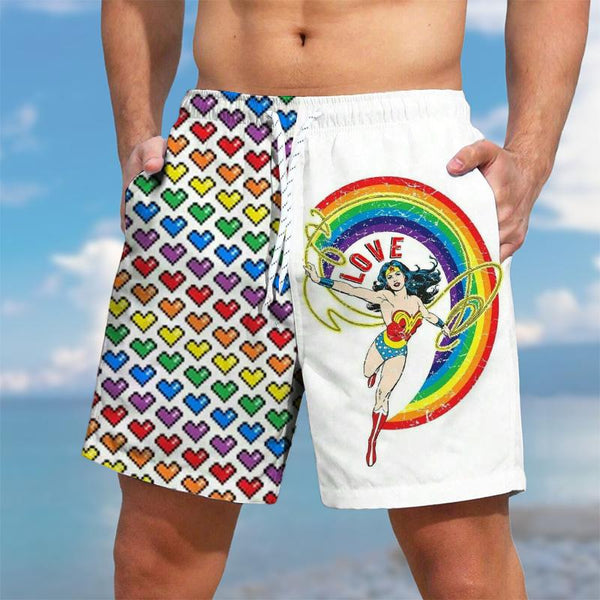 Men's Rainbow Heart Hawaii Beach Shorts 77458637YY