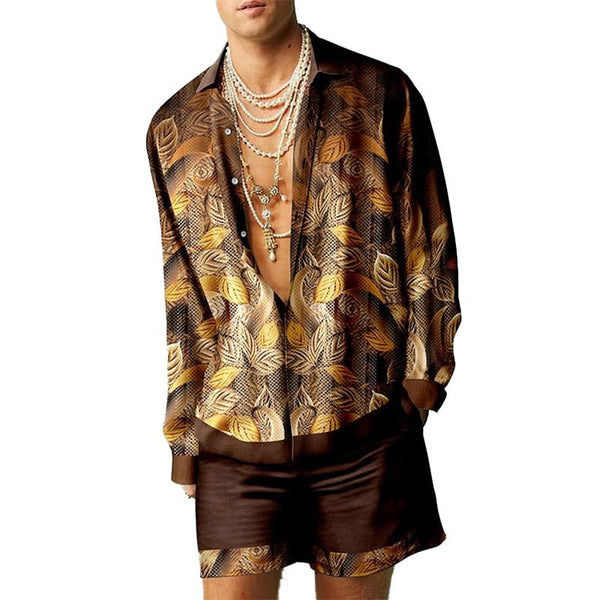 Men's Hawaiian Shirt Plaid Set 34368020YM