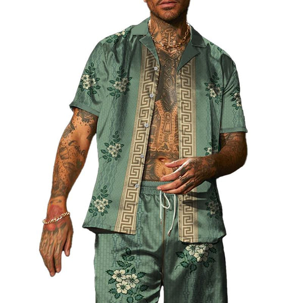 Men's Old-Money Hawaiian Short Sleeve Shirt Set 22386602YY