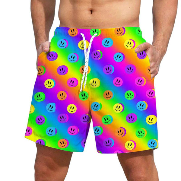 Men's Rainbow Smile Face Hawaii Beach Shorts 73597890YY