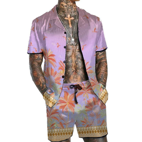 Men's Hawaiian Short Sleeve Shirt Shorts Set 80603509YM
