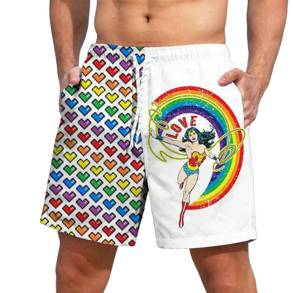 Men's Rainbow Heart Hawaii Beach Shorts 77458637YY
