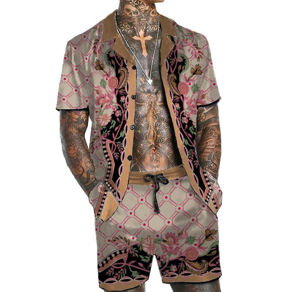 Men's Old-Money Hawaiian Short Sleeve Shirt Set 86618740YY