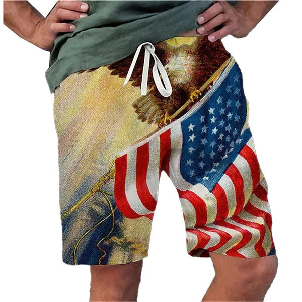 Men's Printed Cropped Beach Shorts 48976309YM