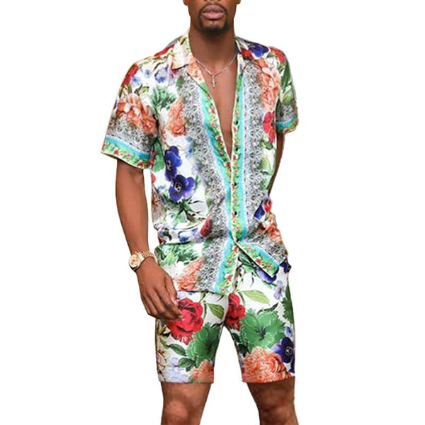Men's Vintage Hawaiian Short Sleeve Shirt Set 28767968YM