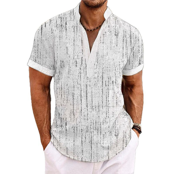 Men's Henley Collar Printed Short Sleeve Shirt 44276022YY