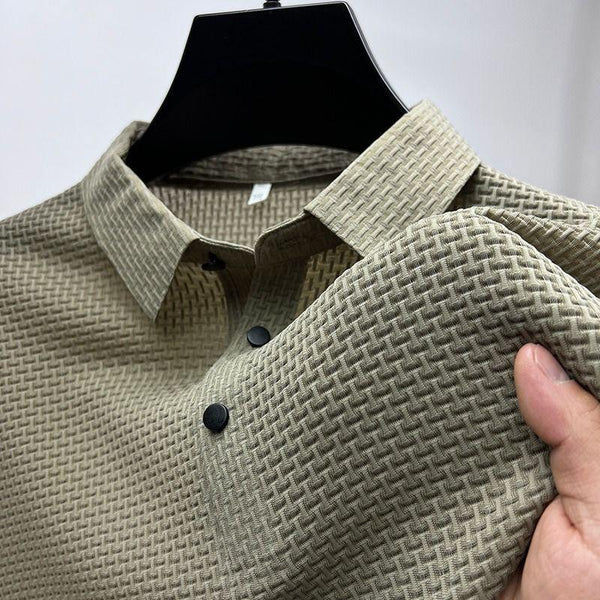 Summer High-end Mesh Ice Silk Short-sleeved Paul Slippery Polo Shirt 30760024L
