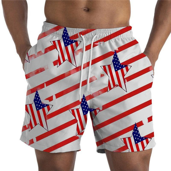 Men's Hawaiian Vacation American Flag Patriotic Print Shorts 93220608L