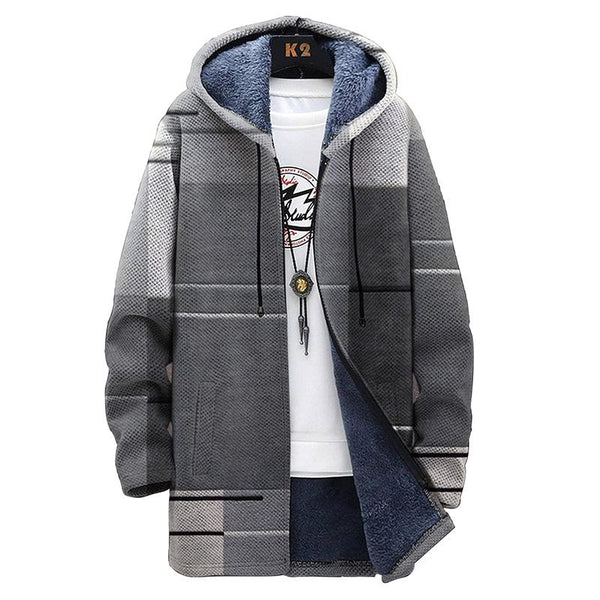 Men's Printed Hooded Fleece Jacket 95145753YM