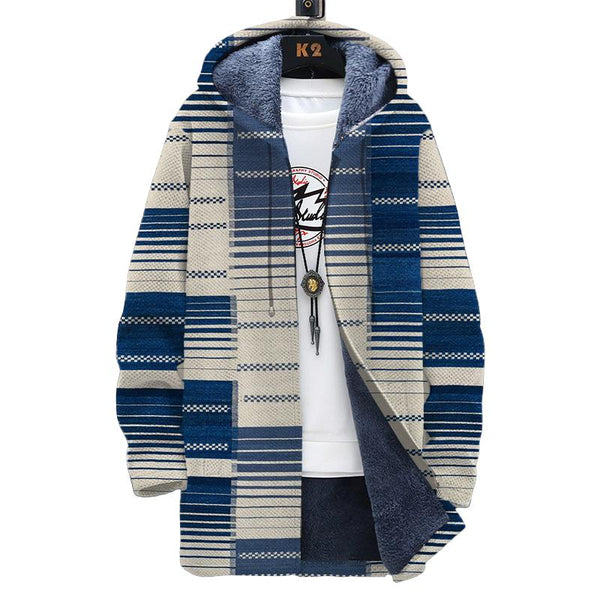 Men's Printed Hooded Two-pocket Plush Thickened Long-sleeved Cardigan Jacket 29926154L