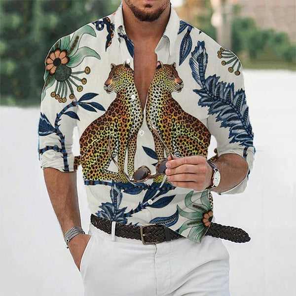 Men's Leopard Printed Long Sleeve Shirt 75756139L