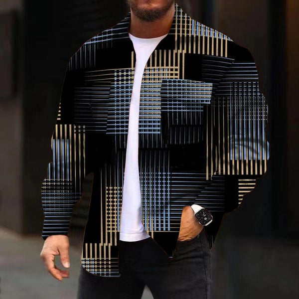 Men's Corduroy Print Long Sleeve Shirt Jacket 42612203L