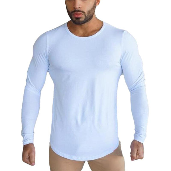 Men's Long Pure Cotton Breathable Long-sleeved T-shirt 11193829L