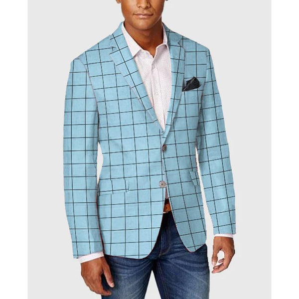 Men's Single-breasted Two-Button Plaid Blazer Casual Slim Suit 67346863L
