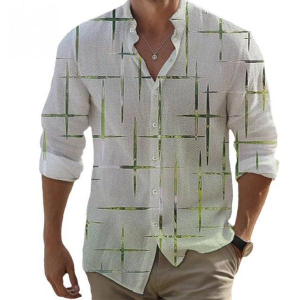 Men's Stripe Fashionable Casual Long Sleeve Shirt 84460424L