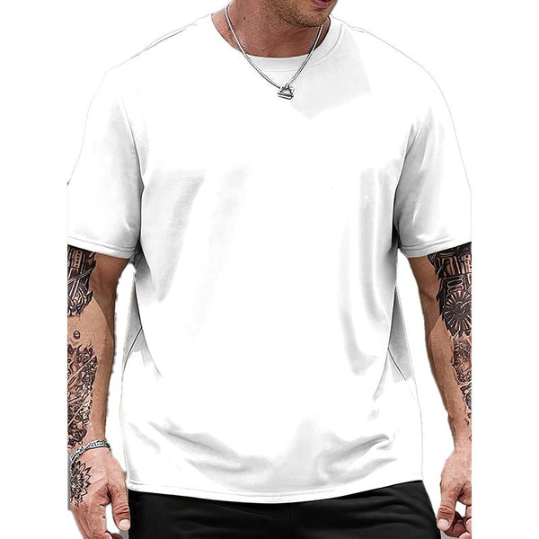 Men's Pure Color Cotton Short Sleeve T-shirt 41260744L
