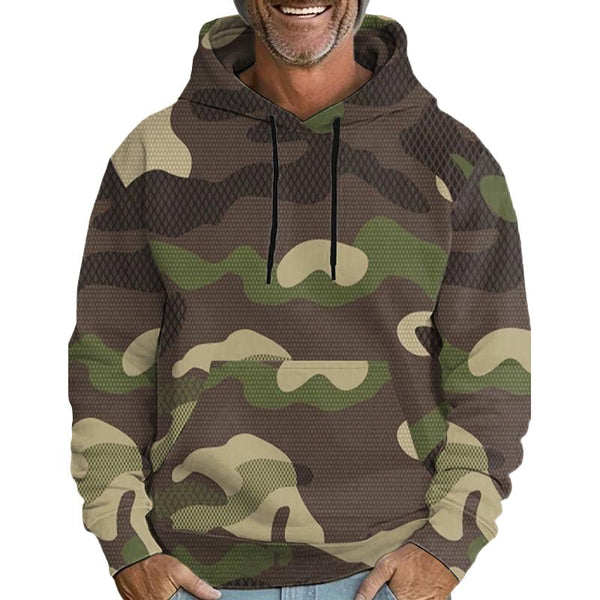 Men's Round Neck Printed Hooded Sweatshirt 43850643L
