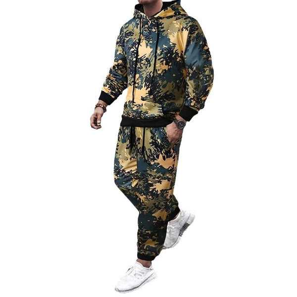 Men's Camouflage Hooded Long-sleeved Casual Sports Suit 94755537L