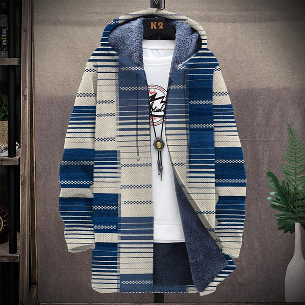 Men's Printed Hooded Two-pocket Plush Thickened Long-sleeved Cardigan Jacket 29926154L