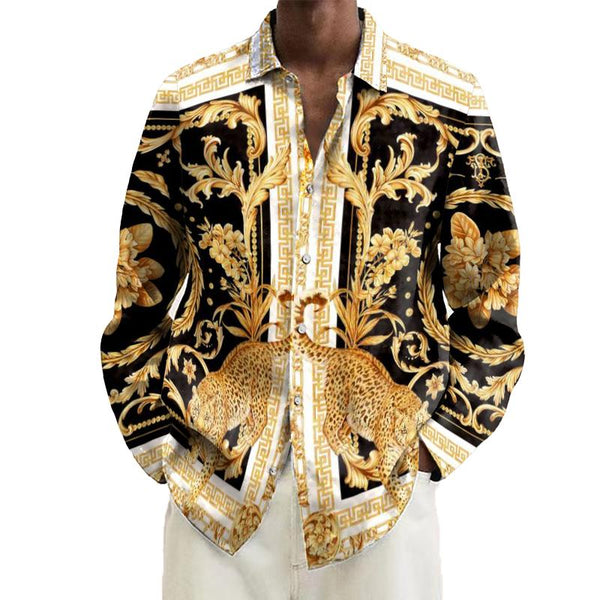 Men's Baroque Greek Printed Long Sleeve Shirt 89745729L