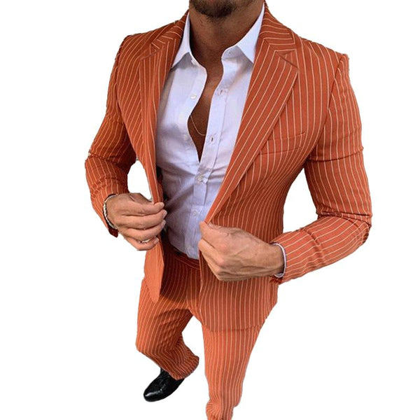 Men's Two-button Long-sleeved Trousers Suit 75401455L