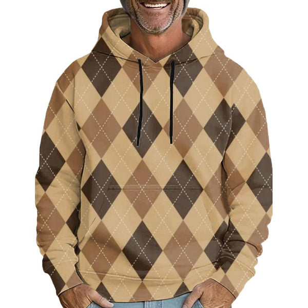 Men's Classic Diamond Long Sleeve Hooded Sweatshirt 22518619L