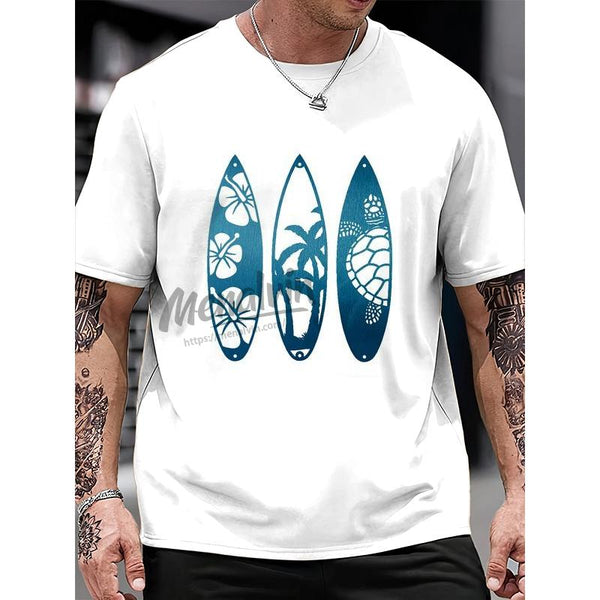 Men's Cotton Surf Boards Short Sleeve Tee 12858046L