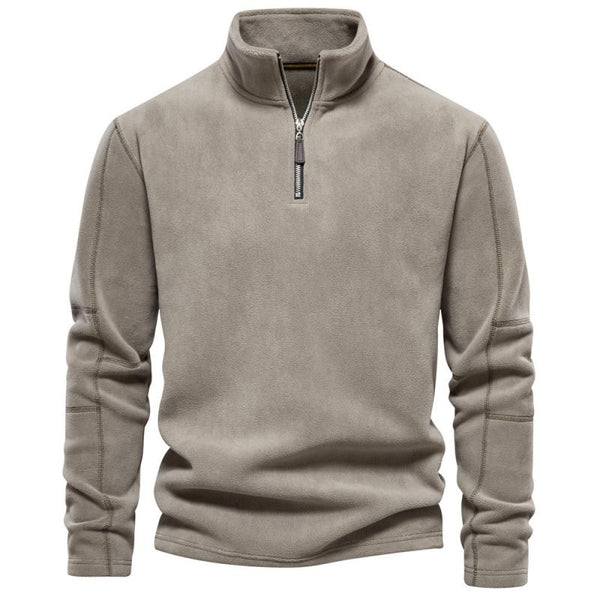 Men's Lambswool Sweatshirt Stand Collar Half Zip Long Sleeve Top 85243177L
