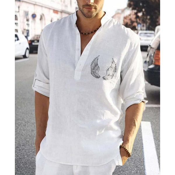 Men's Casual Wings Print Long Sleeve Shirt 75990413L