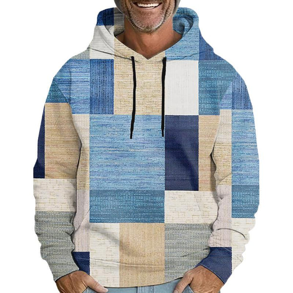 Men's Color Blocked Long Sleeve Hooded Sweatshirt 41512089L