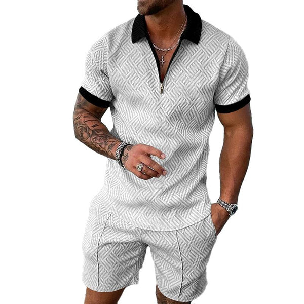 Men's Casual Set Polo Collar Short Sleeve Set 45157007L