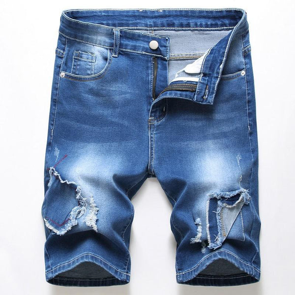 Stretch Jeans Men's Trendy Shorts with Patches 93353359L