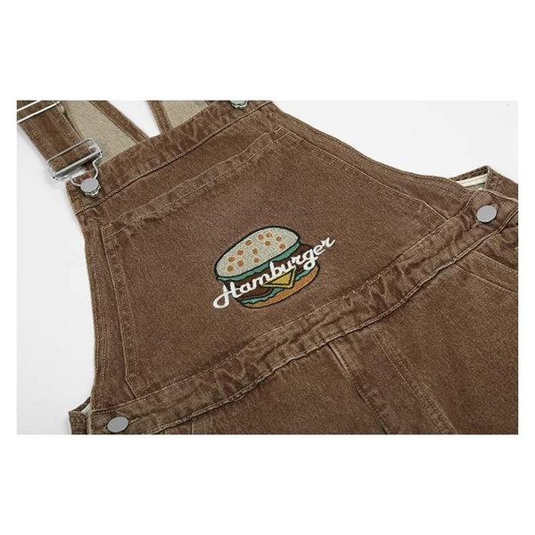 Vintage Burger Embroidered Overalls 20732265L