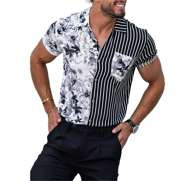 Men's Summer Beach Stripe Panel Shirt 82095796L