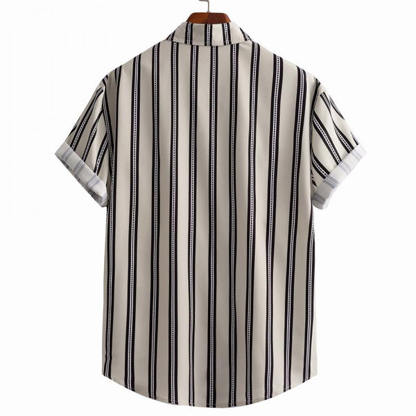 Men's Casual Stylish Short Sleeve Button-Up Striped  Shirts 66625319L