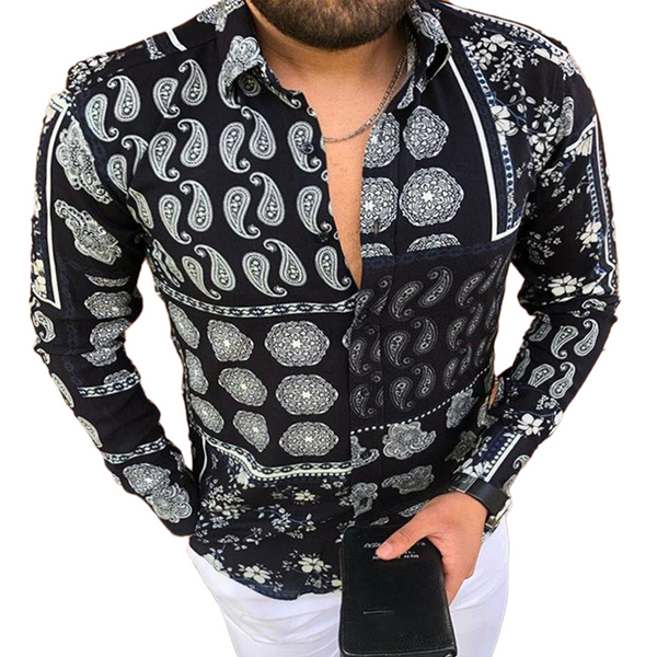 Men's Printed Casual Long Sleeve Shirt 94376610L