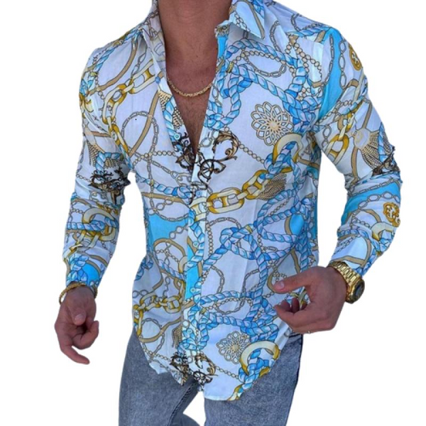 Men's Casual Printed Long Sleeve Shirt 58480033L