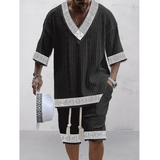 Men's Printed Short Sleeve Shorts Textured Set 22241867L
