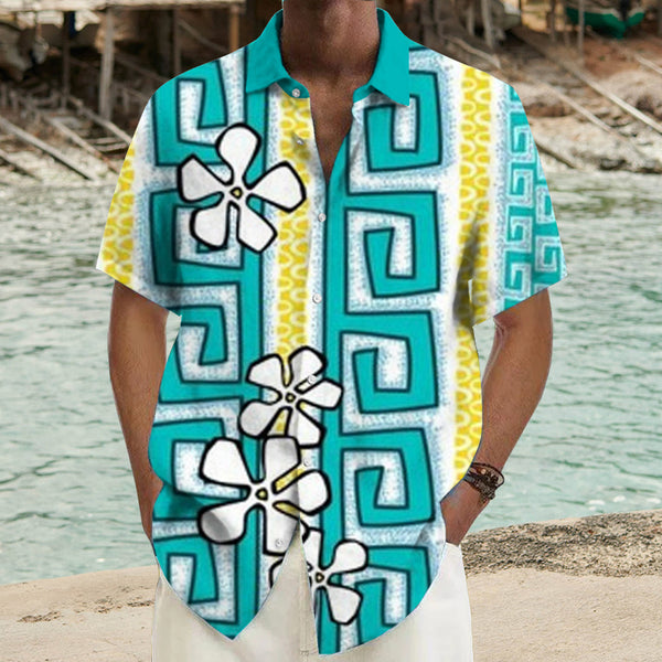 Men's Casual Hawaii Printed Short-Sleeved Shirt 79318643YY