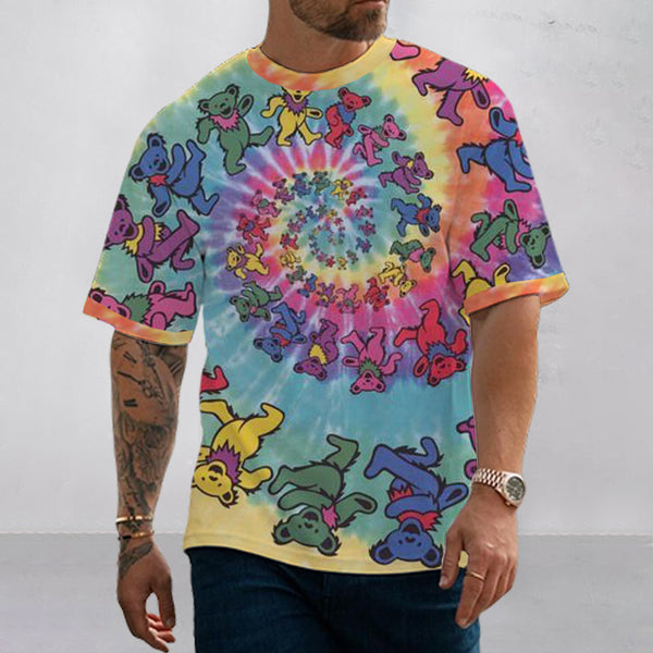 Unisex Rainbow Bear Print Casual T-shirt 75434555YY