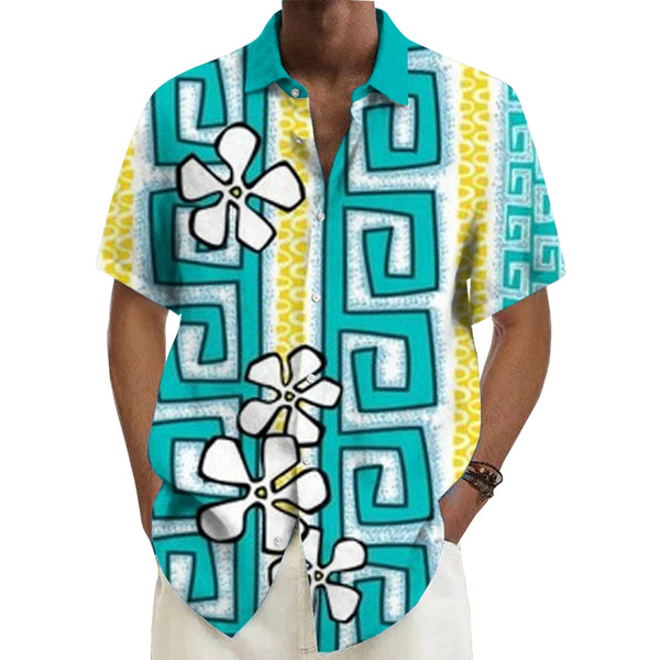 Men's Casual Hawaii Printed Short-Sleeved Shirt 79318643YY