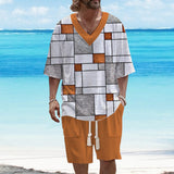 Men's Art Casual Printed Short Sleeve Suit 78298179YY
