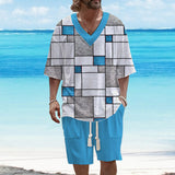 Men's Art Casual Printed Short Sleeve Suit 78298179YY