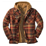 Men's Thick Cotton Plaid Long Sleeve Loose Hooded Jacket 09326611L